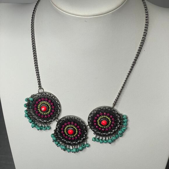 boho trendy necklace costume jewelry boho bohemian trendy FLAW see pix - Picture 3 of 9